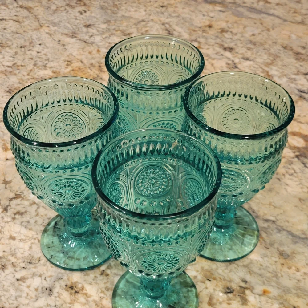 Set of 4 (Turquoise) Pioneer Woman Goblets